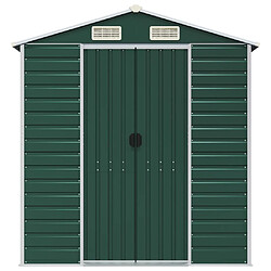 Helloshop26 Abri de jardin cabane cabanon maison de stockage remise extérieur hangar outils robuste 191 x 215 x 198 cm acier galvanisé vert 02_0022348