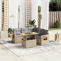 vidaXL Salon de jardin avec coussins 6 pcs beige résine tressée