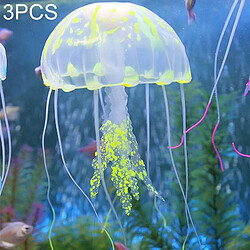 Wewoo Décoration aquarium jaune 3 PCS Articles Silicone Simulation Fluorescent Sucker Jellyfish, Taille: 10 * 23cm