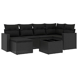 Maison Chic Salon de jardin 7 pcs avec coussins | Ensemble de Table et chaises | Mobilier d'Extérieur noir résine tressée -GKD21277