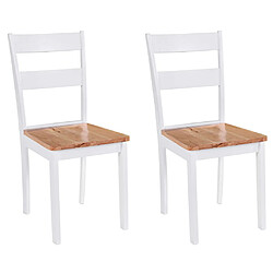 vidaXL Chaises à manger lot de 2 blanc bois d'hévéa massif 