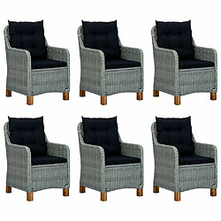 Maison Chic Mobilier à dîner 7 pcs et coussins- Ensemble table et chaises d'extérieur - Salon/Mobilier de jardin classique Résine tressée Gris clair -MN64355