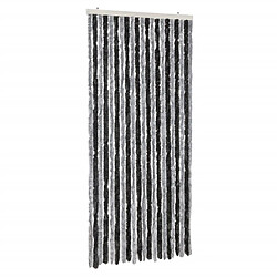 vidaXL Rideau anti-mouches gris et noir 90x220 cm chenille