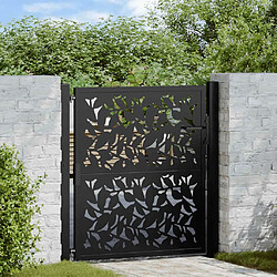 vidaXL Portail de jardin noir 105x105 cm acier conception de feuilles