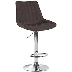 Decoshop26 Tabouret de bar x1 réglable en hauteur pivotant à 360° assise en tissu taupe couture verticale pied métal aspect chromé 10_0005434