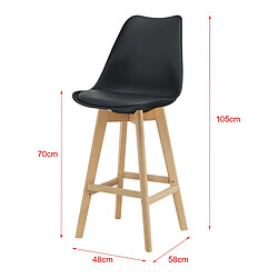 Helloshop26 Lot de 4 tabourets de bar plastique synthétique hêtre 105 x 48 x 58 cm noir 03_0008720