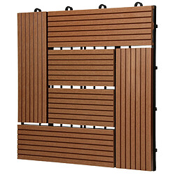 Acheter ECD Germany WPC Carreaux de Terrasse 30x30 cm - 22 Pièces par 2m² - avec Aspect Mosaïque - Marron Clair - Dalles avec Système de Drainage - pour Patio Jardin Piscine - Carreaux de Sol Extérieur