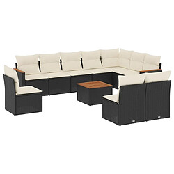 Maison Chic Salon de jardin 11 pcs avec coussins, Ensemble Tables et chaises d'extérieur noir résine tressée -GKD750882