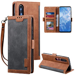 Etui en PU style d'épissage vintage unique avec support gris pour votre Xiaomi Mi 10