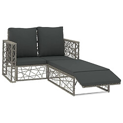 Maison Chic Salon de jardin 2 pcs avec coussins - Table et chaises d'extérieur - Mobilier/Meubles de jardin Moderne Résine tressée Gris -MN16047