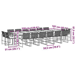 vidaXL Ensemble à manger de jardin 17 pcs coussins noir résine tressée pas cher