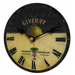 L'Héritier Du Temps Horloge Murale Pendule Ronde en Bois et Papier Giverny Provence Marseilles 4x16x16cm