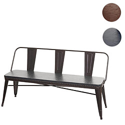 Mendler Banc à 3 places, HWC-H10, pour salle à manger,design chesterfield, industriel,gastronomie,similicuir~noir-gris