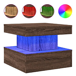 Maison Chic Table basse pour salon | Table à café avec lumières LED chêne marron 50x50x40 cm -GKD71393