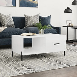 Maison Chic Table basse,Table Console Table d'appoint, Table pour salon Blanc brillant 90x50x40 cm Bois d'ingénierie -MN41386