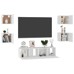 Avis Maison Chic Ensemble de meubles TV 6 pcs | Banc TV Moderne pour salon | Meuble de Rangement - Blanc Aggloméré -MN70233