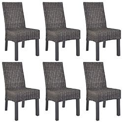 Maison Chic Lot de 6 Chaises à manger,Chaise pour cuisine marron rotin Kubu et bois de manguier -MN98330