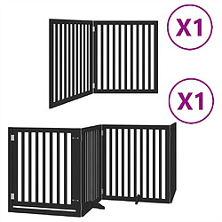 vidaXL Barrière pour chien porte pliable 6 panneaux noir bois peuplier