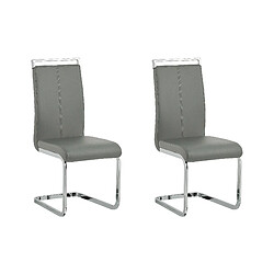 Beliani Set de 2 Cuir PU Chaise de salle à manger Chaise en porte-à-faux Gris GREEDIN