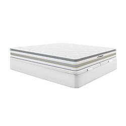 Vente-Unique Ensemble 180 x 200 cm sommier coffre blanc + matelas ressorts ensachés et surmatelas intégré ép.29cm - CANTERBURY de YSMÉE