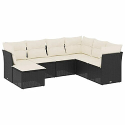 Maison Chic Salon de jardin 7 pcs avec coussins | Ensemble de Table et chaises | Mobilier d'Extérieur noir résine tressée -GKD72004