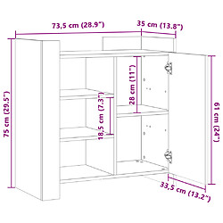 vidaXL Buffet blanc 73,5x35x75 cm bois d’ingénierie pas cher