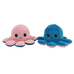 Universal (Rose et bleu foncé) Flip double face réversible Octopus Soft Toys Marine Life Animals Doll Funny