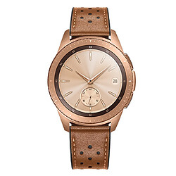 Acheter Bracelet en cuir véritable marron pour votre Samsung Galaxy Watch 42mm (Rose Gold Type)