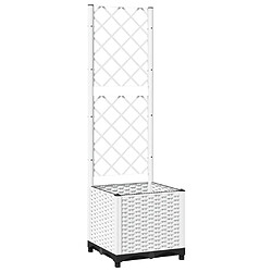 Maison Chic Jardinière,Bac à fleurs avec treillis - pot de fleur Blanc 40x40x136 cm PP -GKD74026