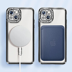 Avizar Coque Diamant pour iPhone 14 Protection MagSafe Contour Strass Noir pas cher