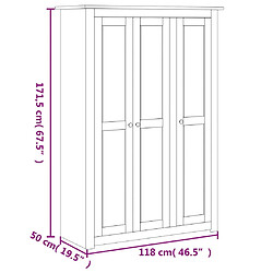 vidaXL Garde-robe à 3 portes 118x50x171,5 cm Pin Assortiment Panama pas cher