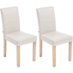 Decoshop26 Lot de 2 chaises de salle à manger design moderne en PVC crème et pieds en bois clair 10_0001547