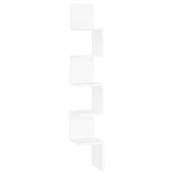 Maison Chic Étagère d'angle murale,Etagère de rangement flottante Blanc 20x20x127,5 cm Aggloméré -MN74515