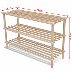 Acheter vidaXL Range-chaussures à 3 étagères 2 pcs Bois de sapin solide