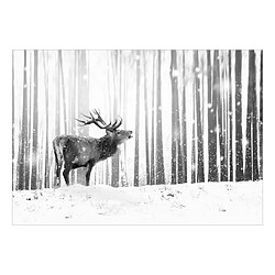 Artgeist Papier peint - Deer in the Snow (Black and White) [100x70]