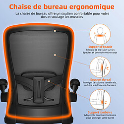 Acheter Chaise de Bureau Lexzurn Hauteur Réglable, Lombaire Rembourré, Accoudoirs Pliables, Charge 130 Kg