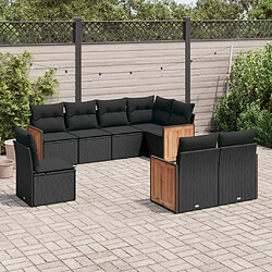 Maison Chic Salon de jardin 8 pcs avec coussins | Ensemble de Table et chaises | Mobilier d'Extérieur noir résine tressée -GKD96994