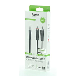 HAMA Câble audio, fiche jack mâle 3,5mm - 2 fiches RCA mâles, stéréo, 1,5 m