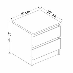 Helloshop26 Table de chevet à 2 tiroirs 42 x 40 x 37 cm blanc 03_0008675