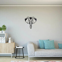 Homemania Art Mural Décoration Murale Eléphant - Art Décoratif de Maison - pour Salon, Bureau - Métal Noir 50x0,16x50 cm