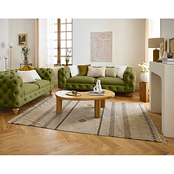 Lisa Design Walter - canapé 3 places chesterfield en velours - pieds bois