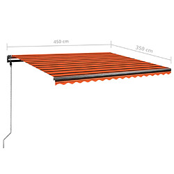 vidaXL Auvent manuel rétractable avec LED 450x350 cm Orange et marron pas cher