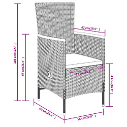 vidaXL Ensemble à manger de jardin avec coussins 9 pcs noir pas cher