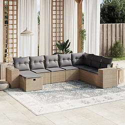 Maison Chic Ensemble à manger d'extérieur 8 pcs avec coussins,Salon de jardin,Mobilier de jardin mélange beige résine tressée -GKD274977