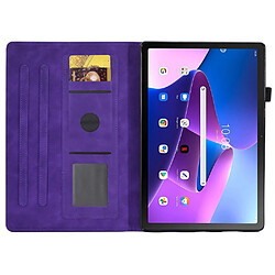 Etui en PU motif, anti-chute, motif veille/sommeil automatique avec support et porte-cartes pour votre Lenovo Tab M10 Plus (Gen 3) - violet