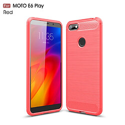 Wewoo Coque Souple Pour Motorola Moto E6 Play en TPU fibre de carbone brossé Texture Rouge