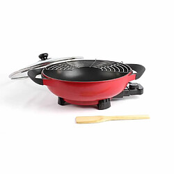 Livoo Wok électrique rouge 1500W Revêtement antiadhésif Contenance 4 L