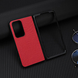 Coque en TPU + PU imperméable, texture croco rouge pour votre Oppo Find N