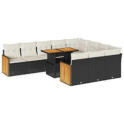 vidaXL Ensemble de canapés de jardin 11 pcs et coussins rotin acacia