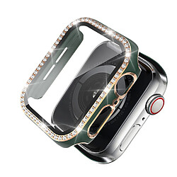 Coque en TPU Cadre en cristal de galvanoplastie Vert/Or pour votre Apple Watch 4/5/6/SE 40mm